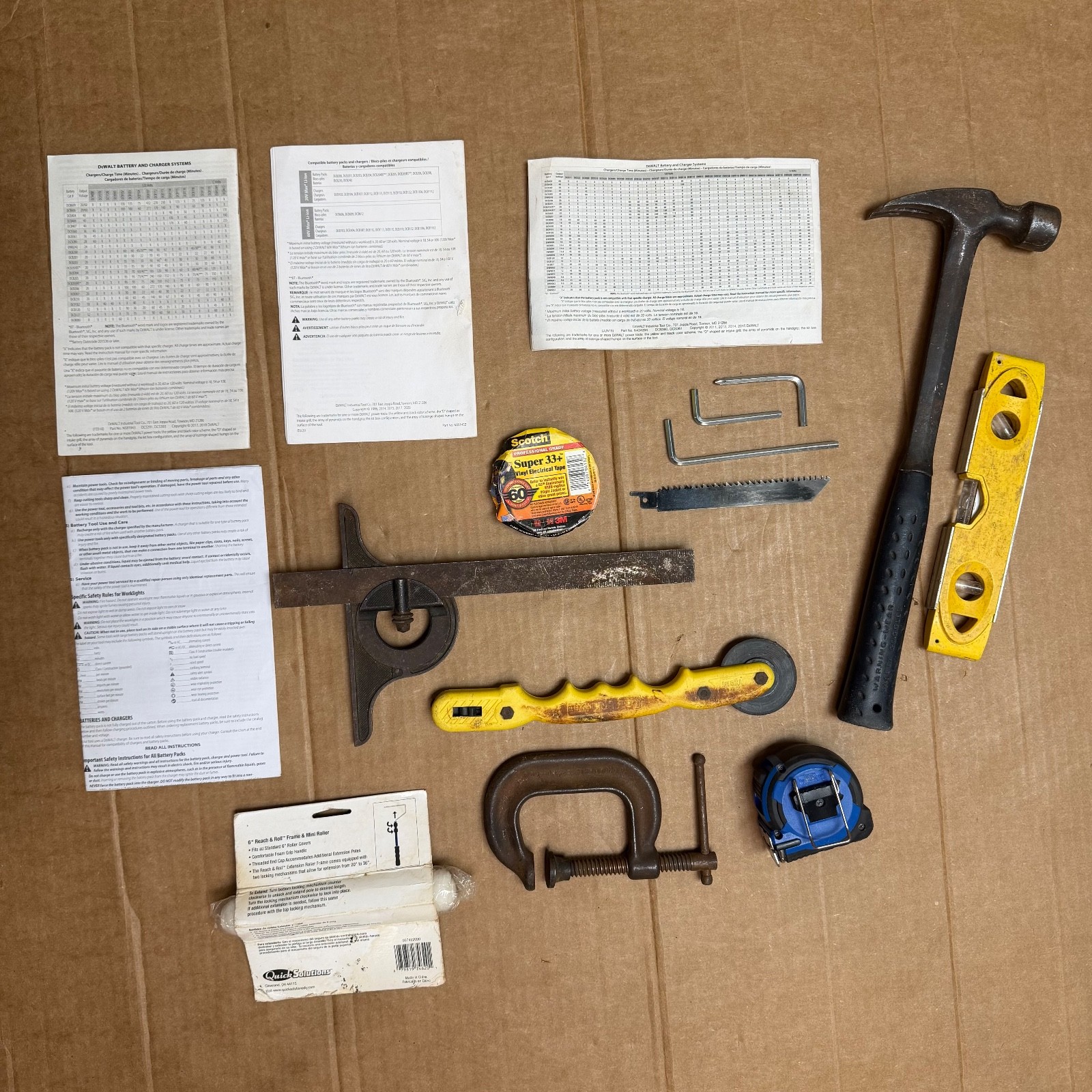 DeWalt 624807-01 Tool Bag w/ Hand Tools, Manuals, Hammer, Starrett Protractor