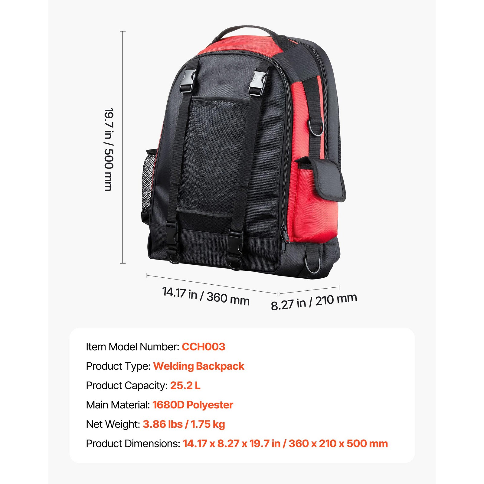 Uimoso 25.2L Welding Backpack, Durable 1680D Polyester for Tools & Helmet
