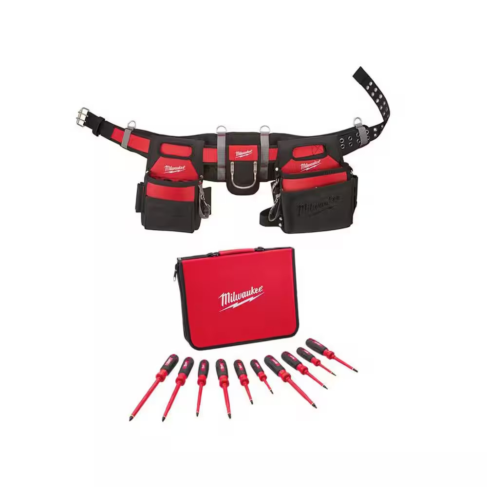 Electrician’S Work Waist Tool Belt and 1000-Volt Insulated Screwdriver Set (10-P