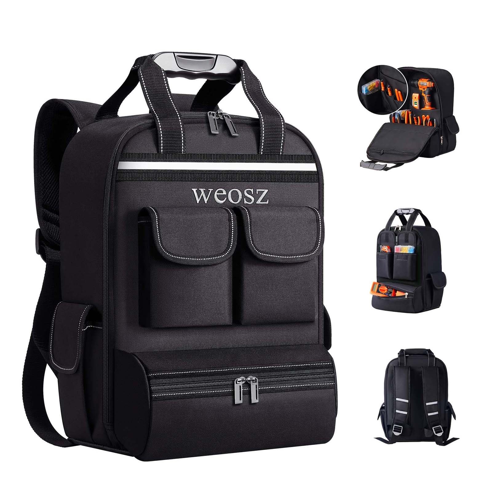 Tool Backpack for Men 18 Inch Heavy Duty Waterproof Multiple Pockets Tool Bag…
