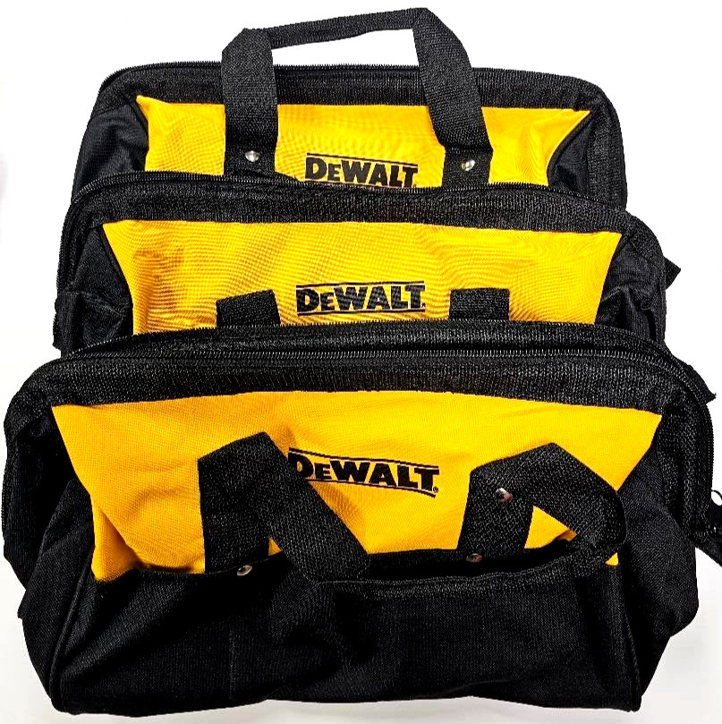 3) Dewalt Tool Bag Case 15″ x 10 x 9 Canvas For 20V Drill, Battery, Pocket Rails