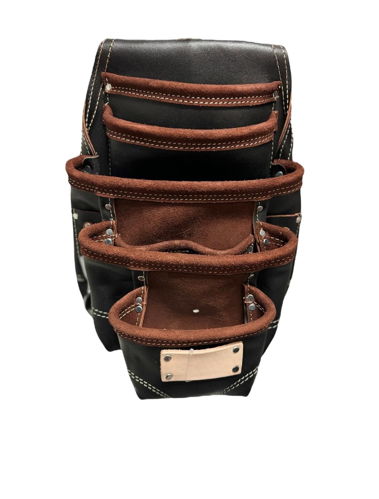 Big Extra Pocket Leather Tool Pouch Bag 2 Sided Hammer Holders