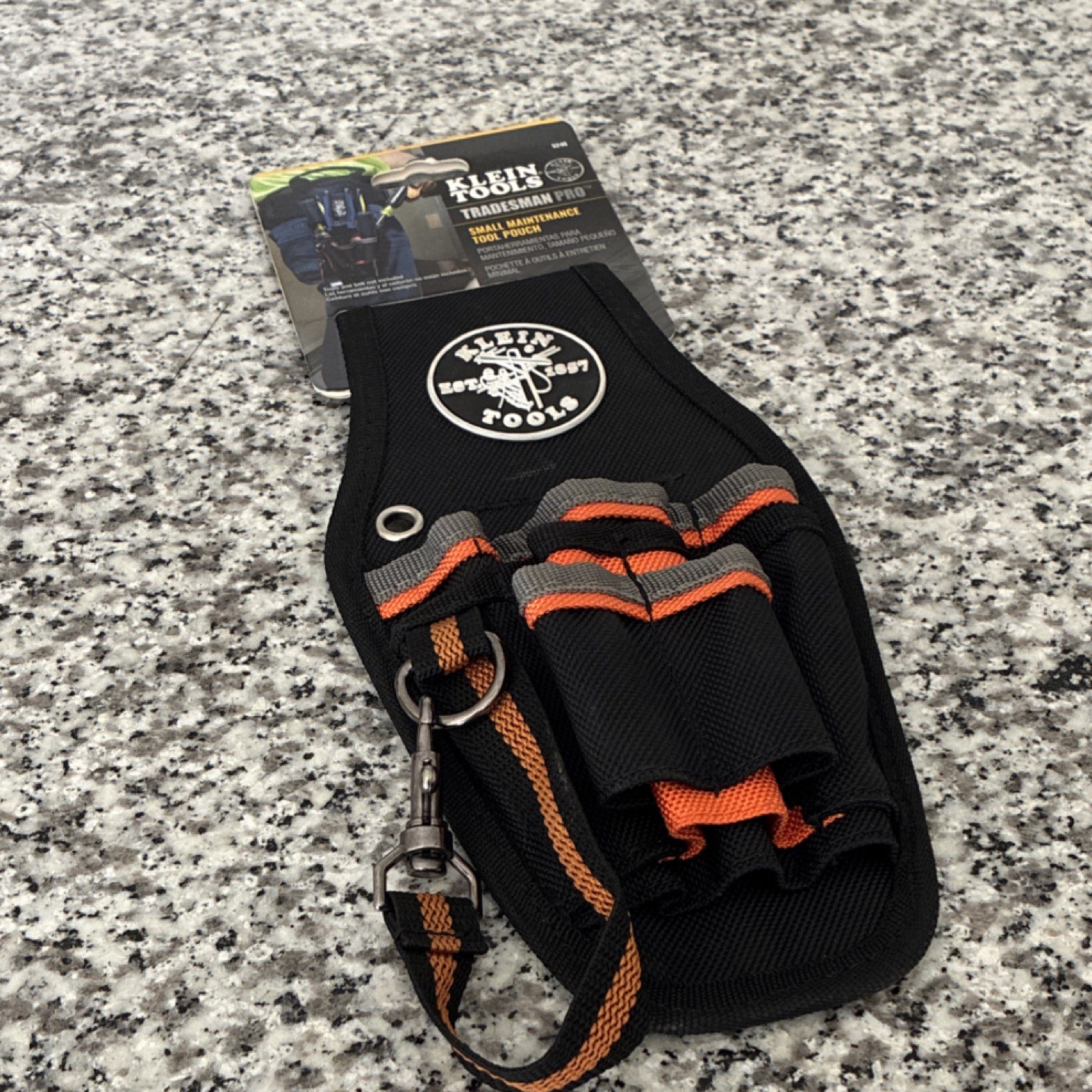 Klein Tools Tradesman Pro Small Tool Pouch 5240 Black Orange Gray Tunnel Loop