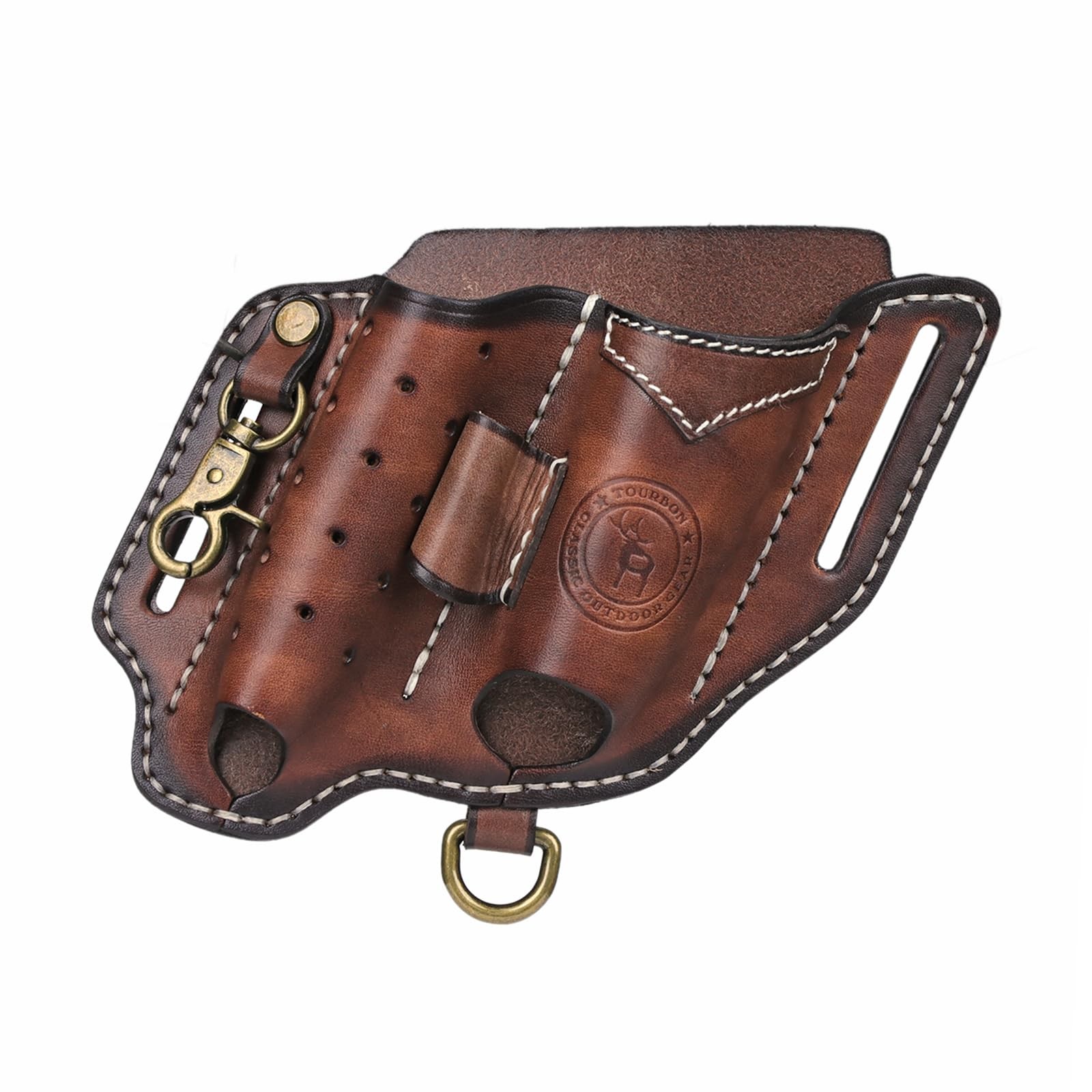 Leather Multitool Sheath for Belt Compact EDC Pouch Pocket 5 in 1 Organizer