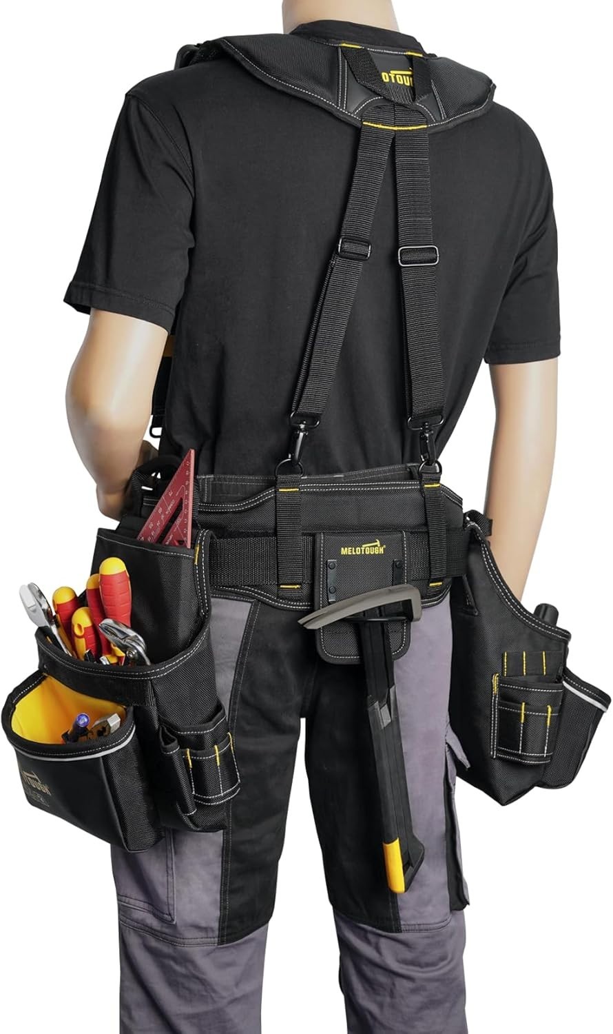Carpenter Electrician Tool Belt with Suspenders Y-Style 5 Combo Apron Tool Pouch
