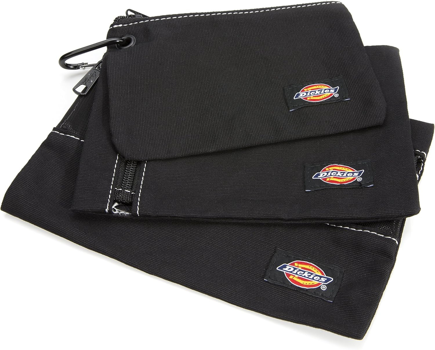 Dickies Set of 3 Small Canvas Utility Pouches, Zippered, for Organizing Small To
