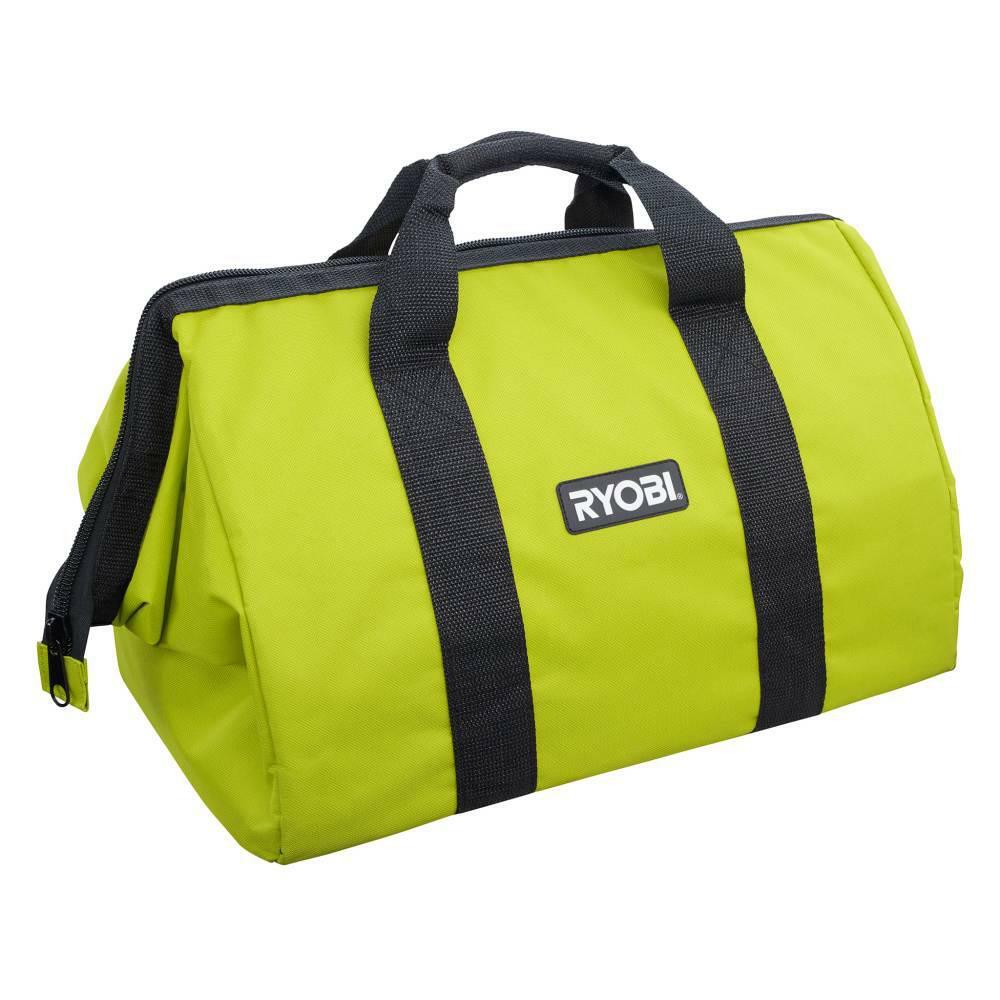 NEW RYOBI LARGE CONTRACTORS WIDE MOUTH CANVAS TOOL BAG (18X14X12)