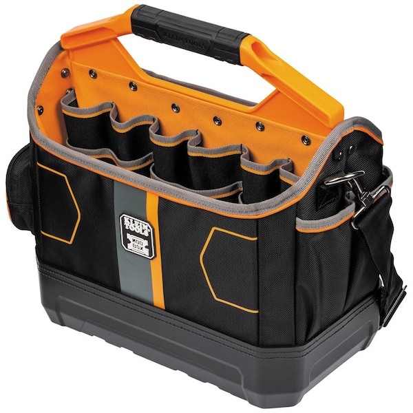 Klein Tools 62202Mb Tool Bag, Black/Orange, 1680D Ballistic Weave Body; Hard
