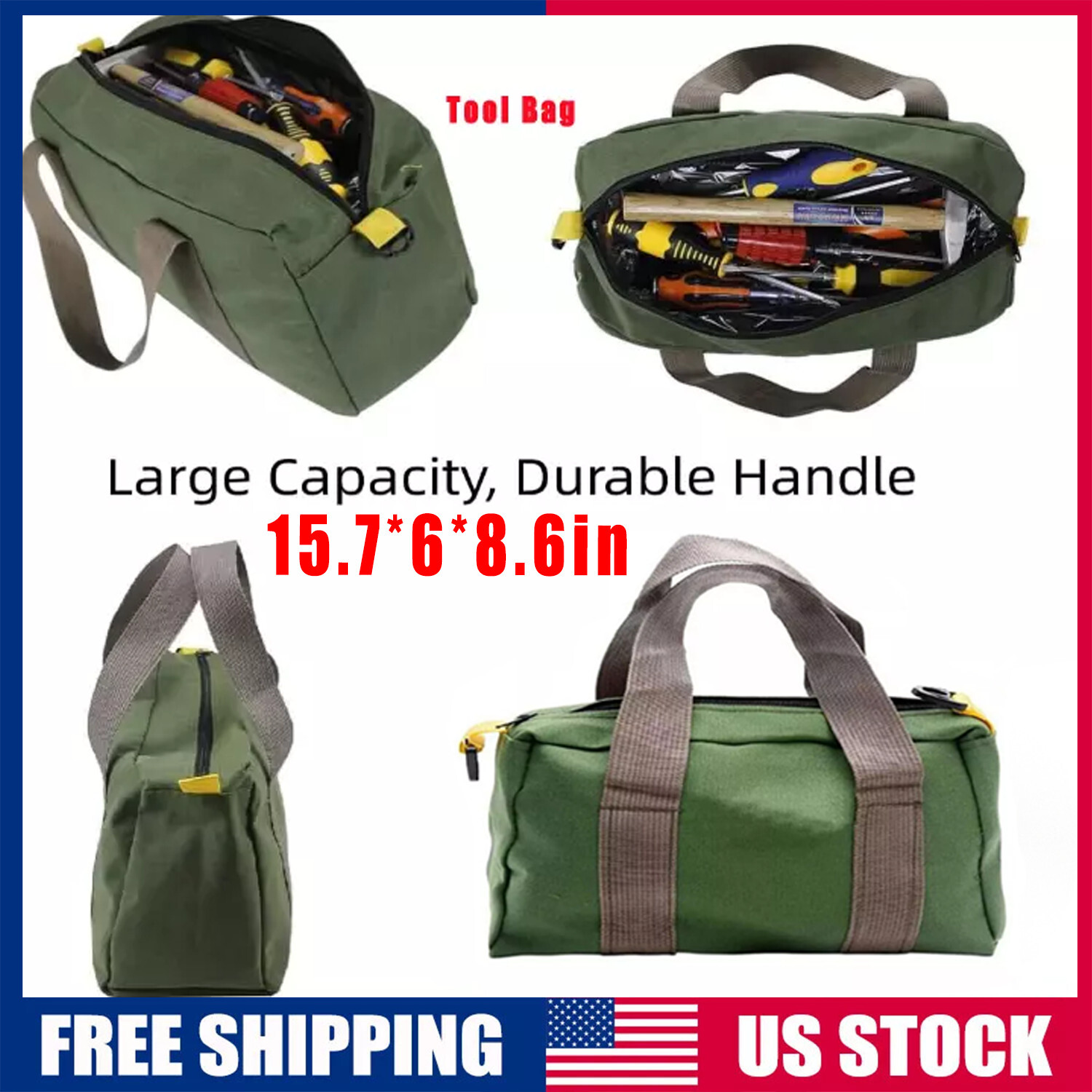 Tool Bag Heavy Duty Carry Tote Storage Work Utility Mechanics Canvas Waterproof
