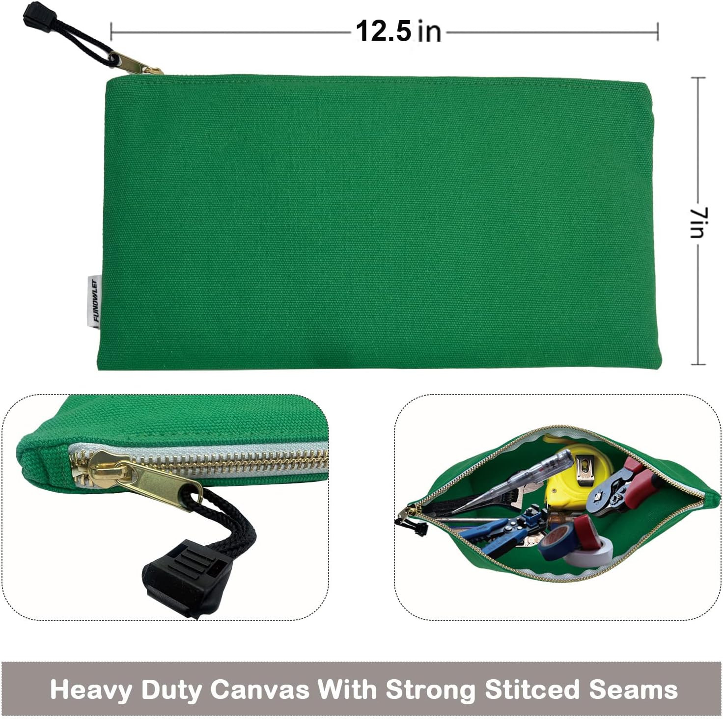 Canvas Tool Bag Zipper Pouch – 6 Pack Heavy Duty Tools Utility Pouches