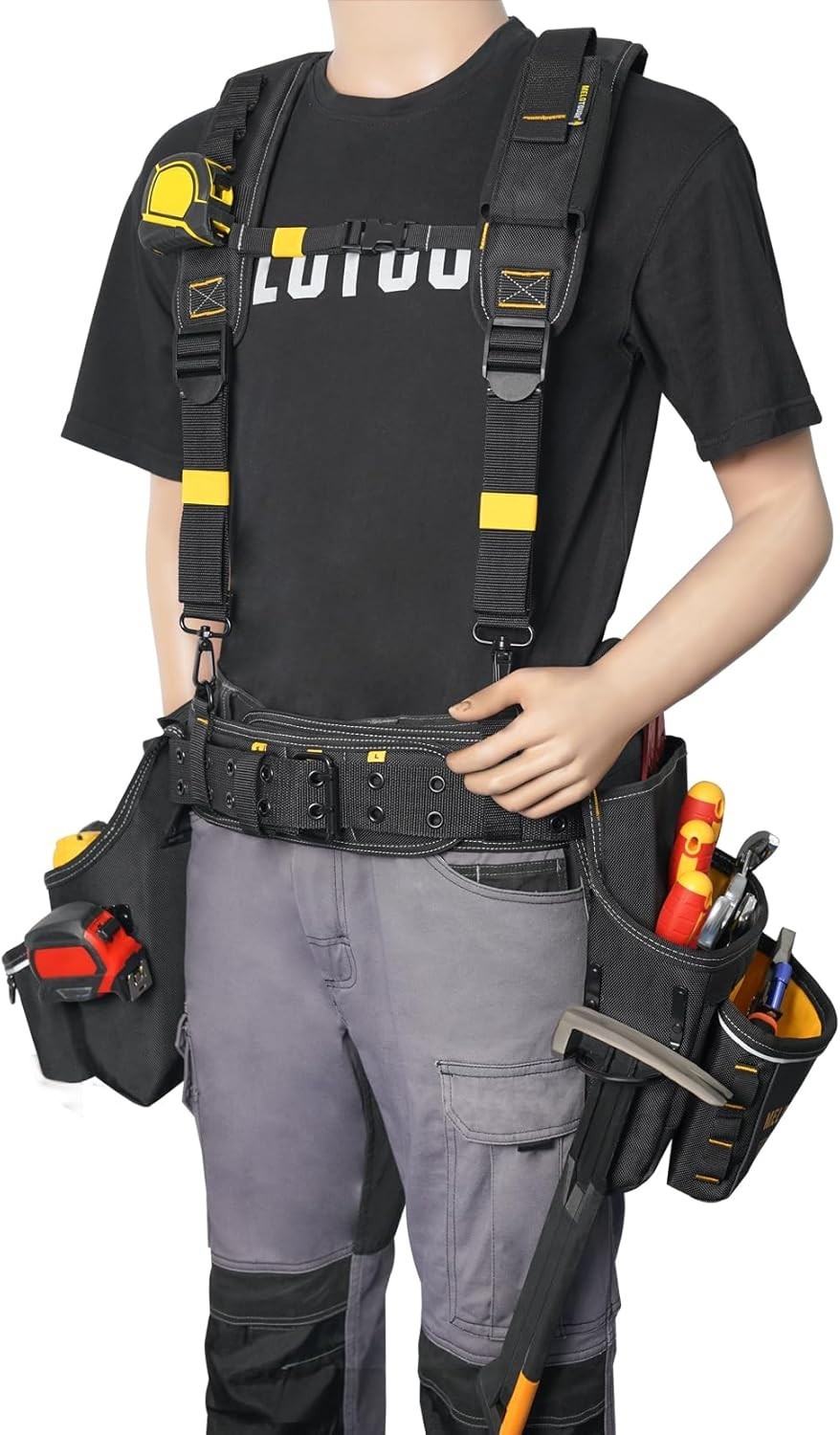 Carpenter Electrician Tool Belt with Suspenders Y-Style 5 Combo Apron Tool Pouch