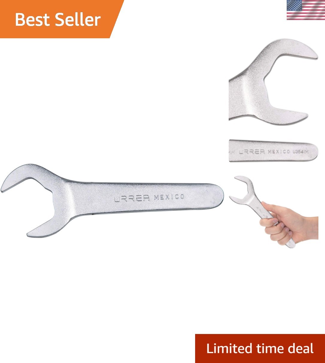 Superior 30 Degree Open End Wrench – Lightweight, Polished Steel Finish