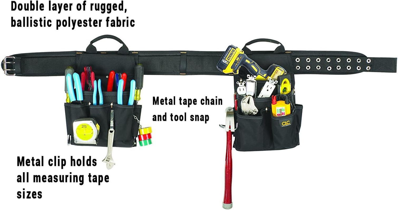 CLC 5609 3 Piece Electrical Combo Tool Belt, 20 Pocket, Black, 29-46 Inches