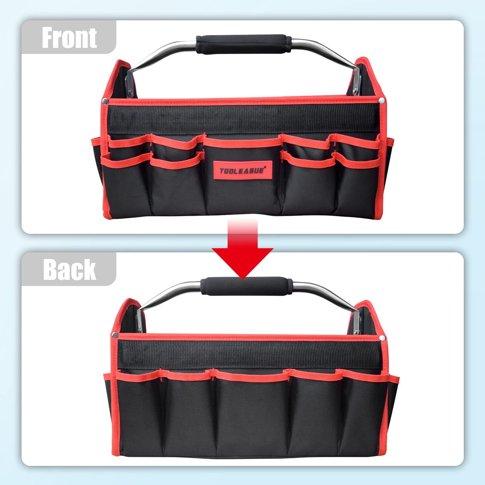 19 Inches Heavy Duty Tool Bag 25 Pockets,1680D Fabric Tool Bags with Strong M…
