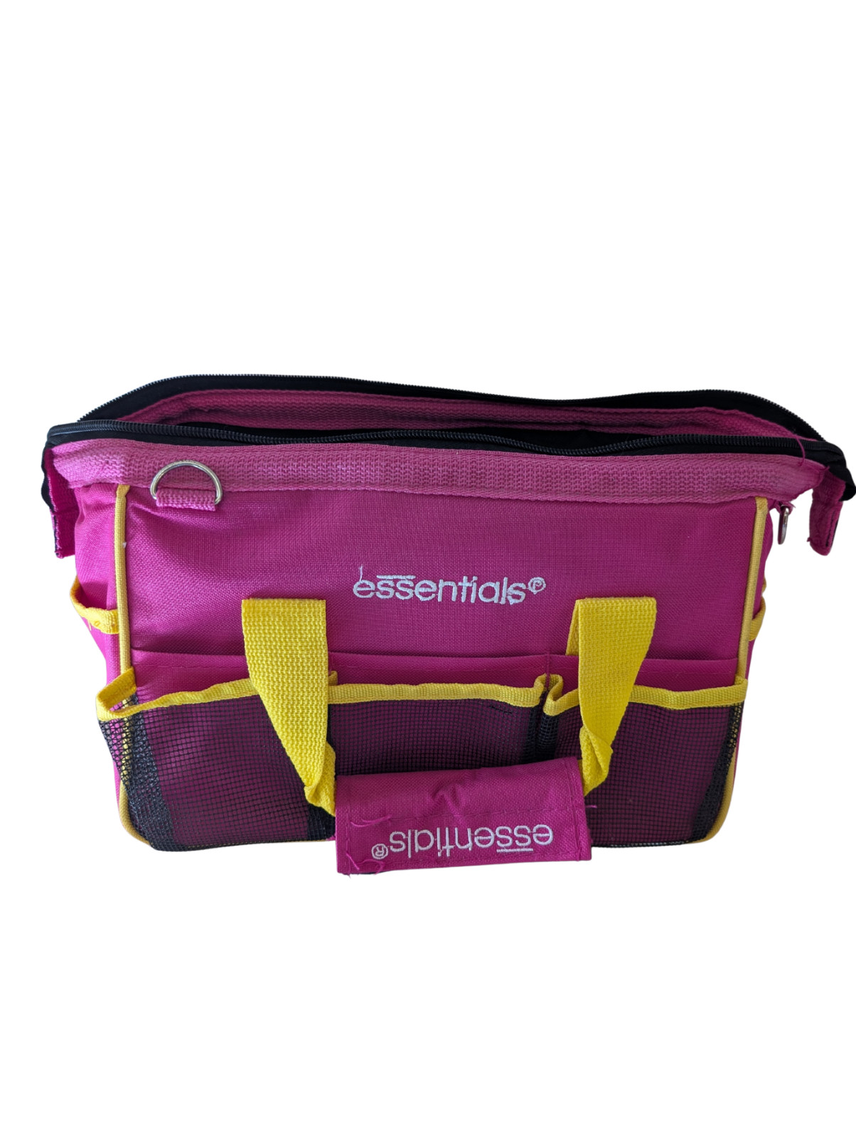Essentials Pink and Yellow Tool Bag 15x8x7in Multi Pockets Used Carry Handles