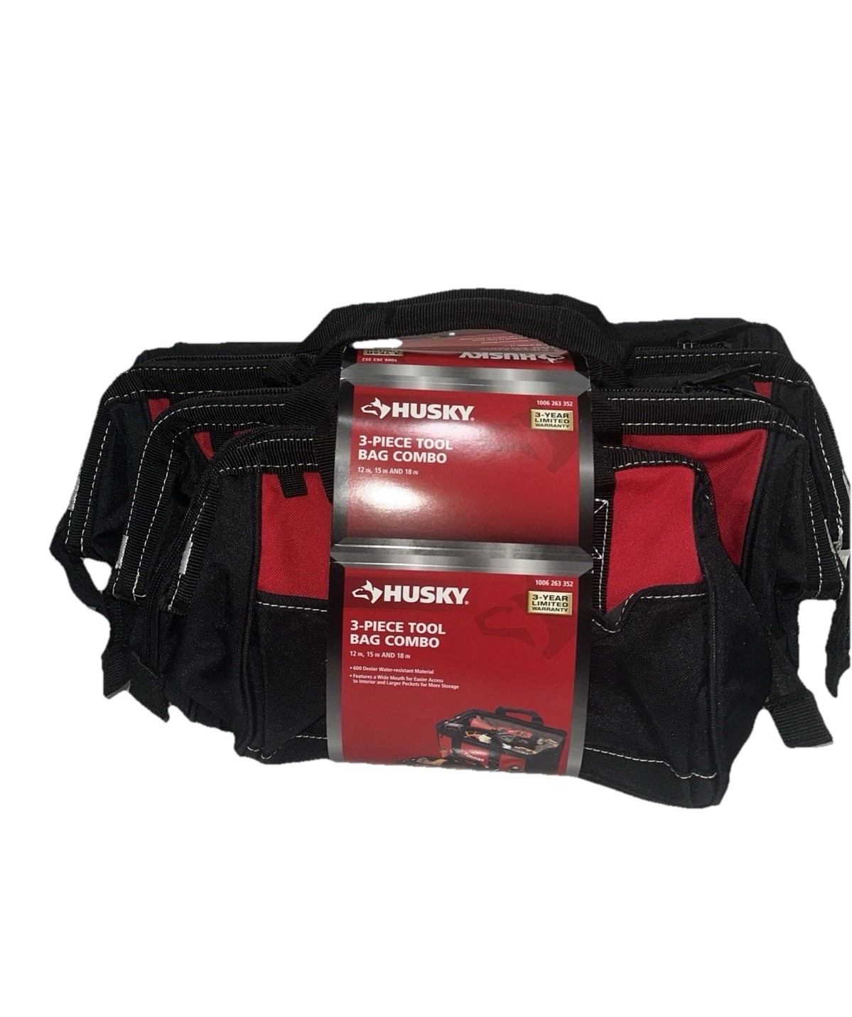 Husky 3-Piece Tool Bag Combo with Multiple Pockets and Durable Fabric Brand New