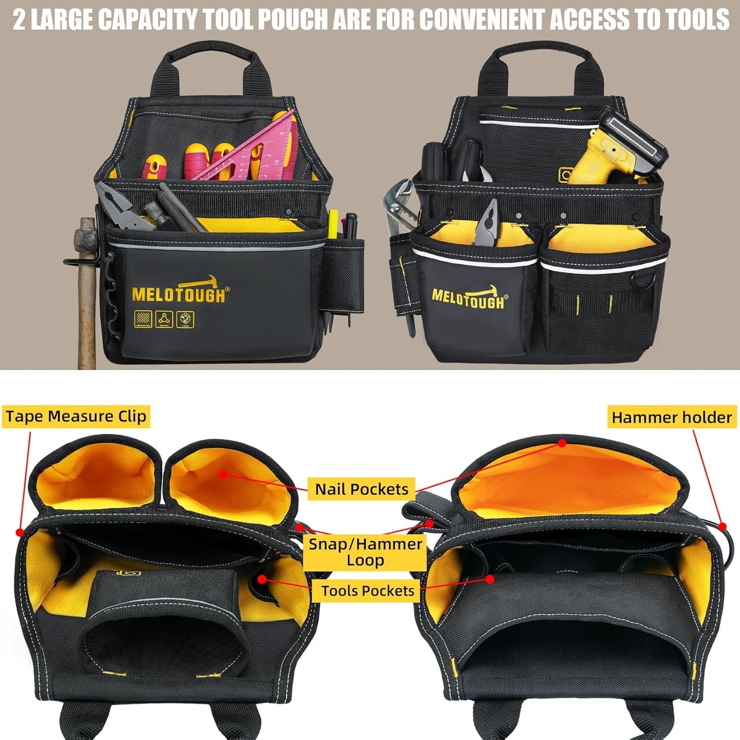 Carpenter Electrician Tool Belt with Suspenders Y-Style 5 Combo Apron Tool Pouch