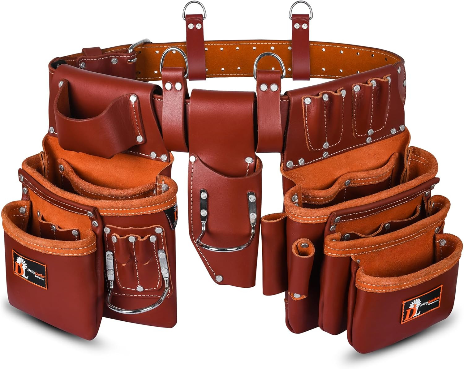 Daisy Leather PRO DL-101 Heavy Duty Tool Belt, 25 Pockets, XL Black