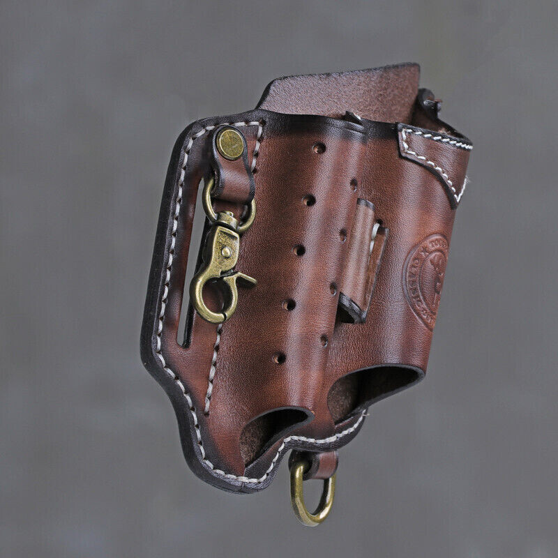 Leather EDC Multitool Pouch Flashlight Holder Knife Sheath Belt Holster-TOURBON