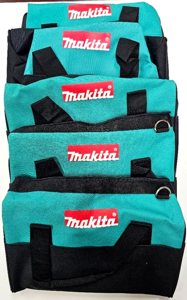 5) Makita 14″x 9″ x 11 Tool Bags/Case 8 Pockets Fr 18V Drill, Saw 18 Volt Strap