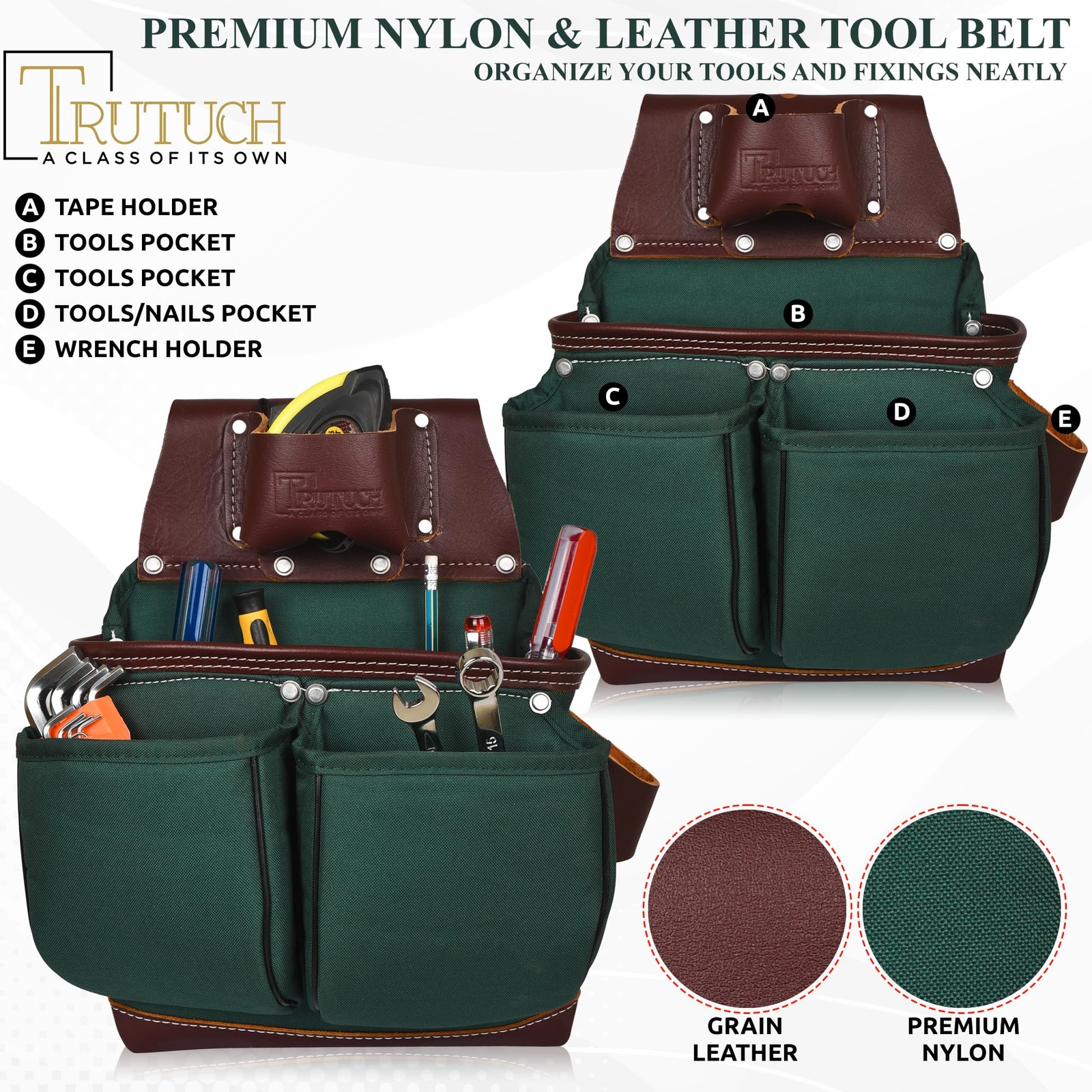 Nylon And Leather Tool Belt | Framing Tool Bags/pouch | For Carpenter Constructi