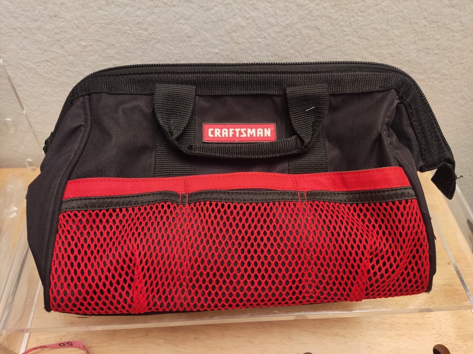 Craftsman 13 in. W X 9.75 in. H Wide Mouth Tool Bag 6 pocket Black/Red
