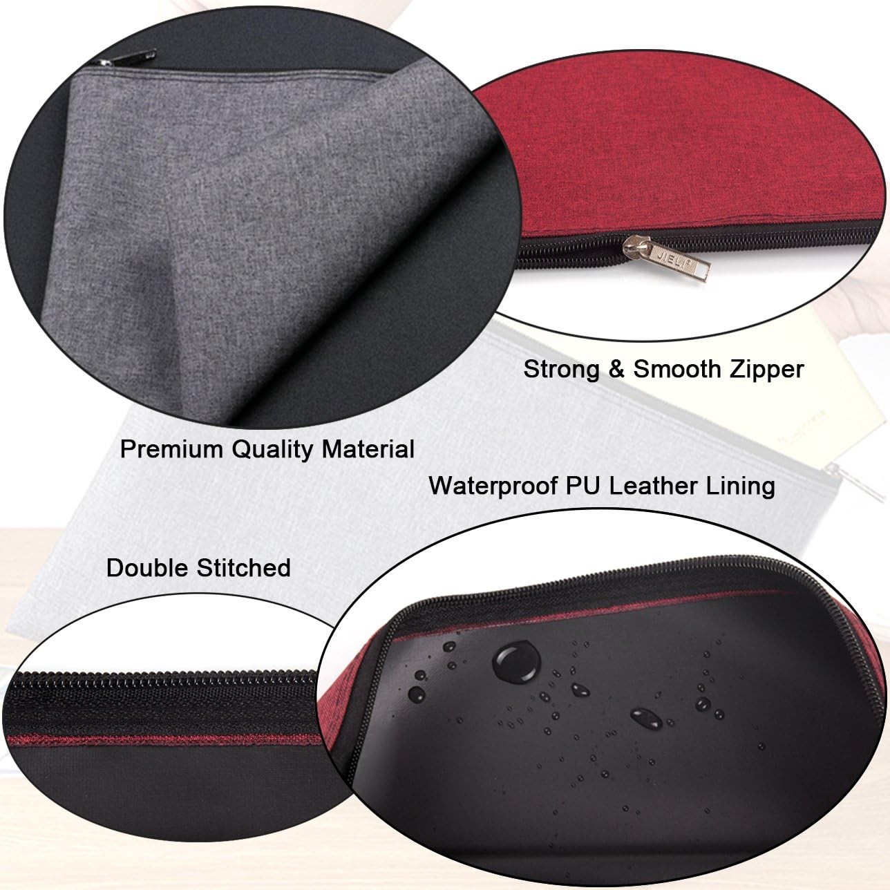 5 Pack Canvas Zipper Tool Bag Set 13.3″ X 9.4″ 14oz Heavy Duty Waterproof Multip