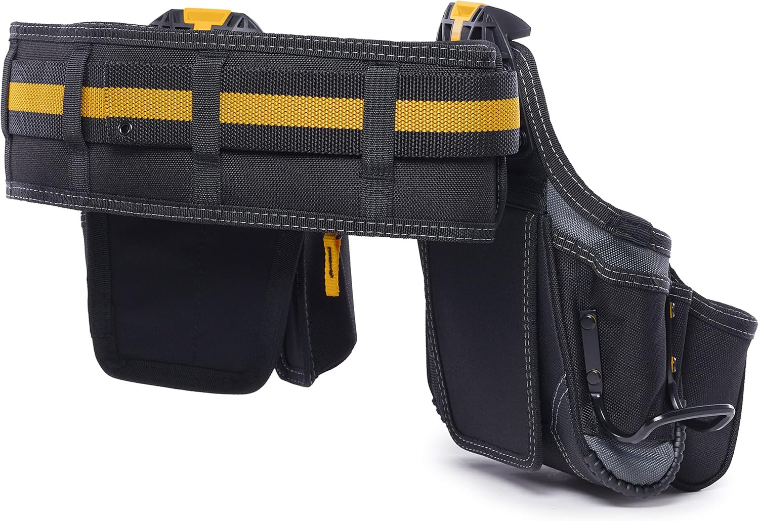 Cliptech 3-Piece Modular Tool Belt Set with Rugged Pouches and Padded Belt