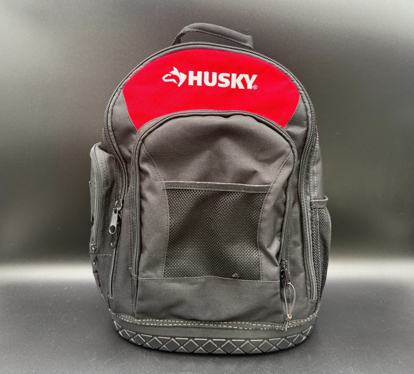 HUSKY 18” Tool Backpack Heavy Duty Work Bag Black Red Used Condition