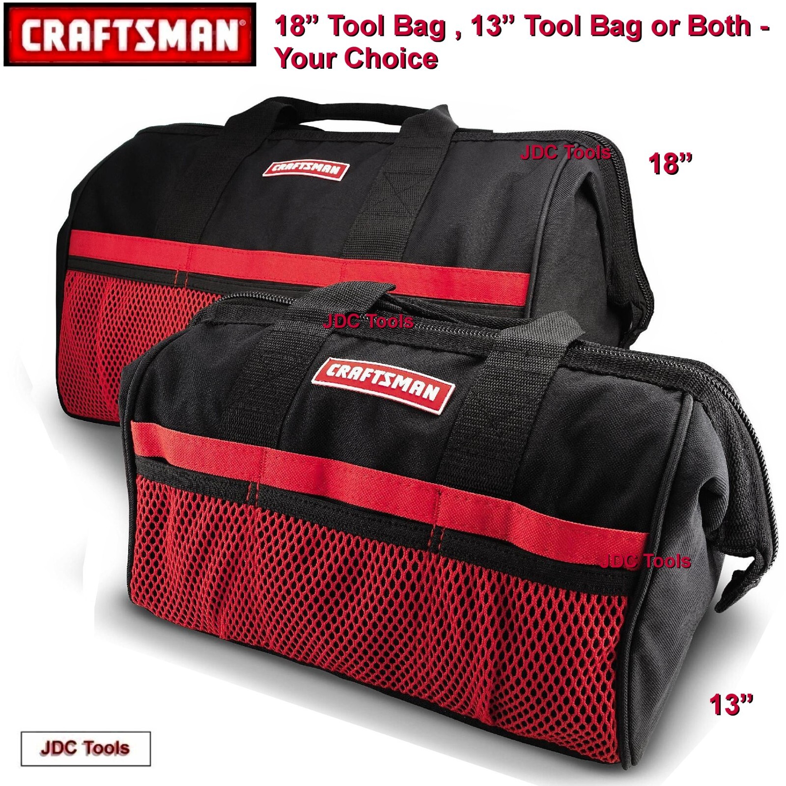 Craftsman Tool Bag Storage Carriers Tote – Your Choice 13″ 18″ or Both