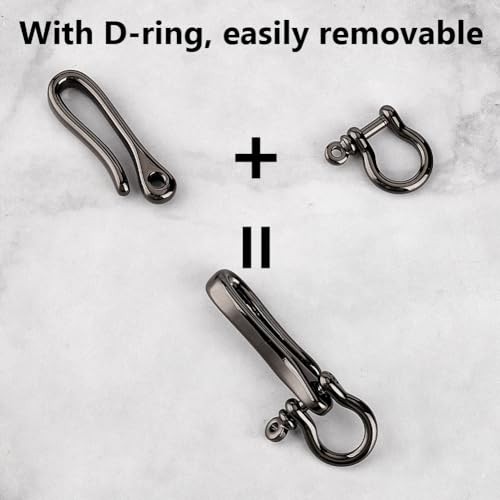 2pcs Fish Hook Keychain, Brass Key Ring Solid U Shape Key Length-2.5″ Gunmetal