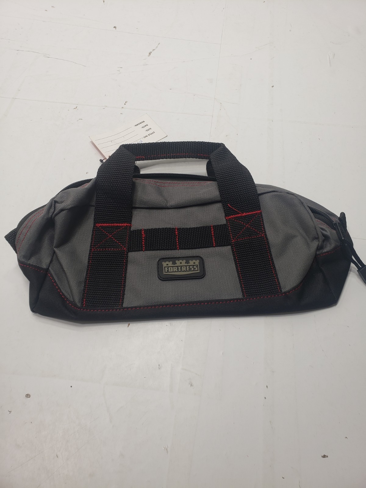 Fortress 12” Black & Grey W/Red Stitching Accents Tool Carrying Tool Bag NWT