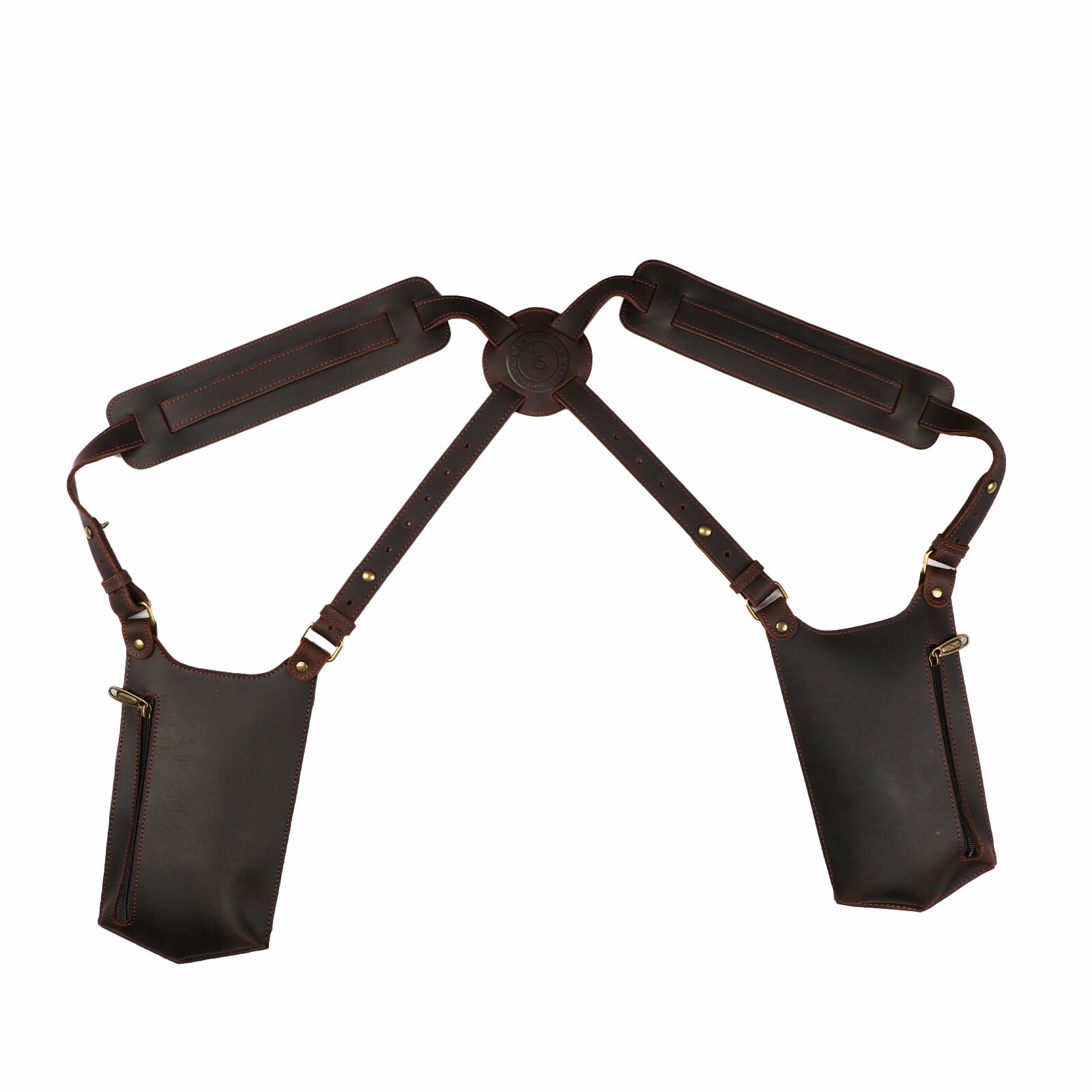 TOURBON Leather Concealed Double Underarm Shoulder Holster Bag Phone Case Wallet