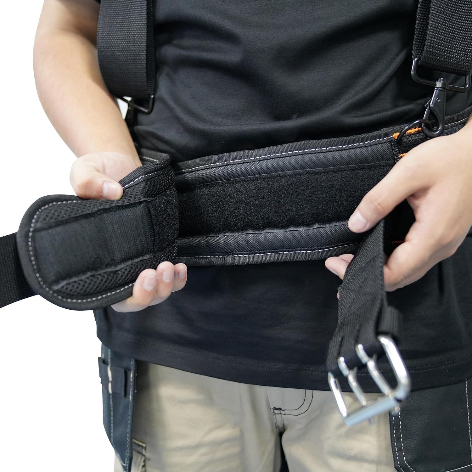 20-222 Heavy Duty Polyester Tool Rig Padded Belt Black for Construction