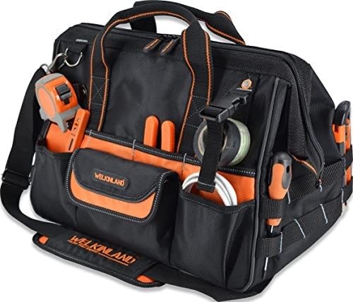 WELKINLAND 16″ 34-Pocket Electrician Tool Bag Open Top Heavy Duty