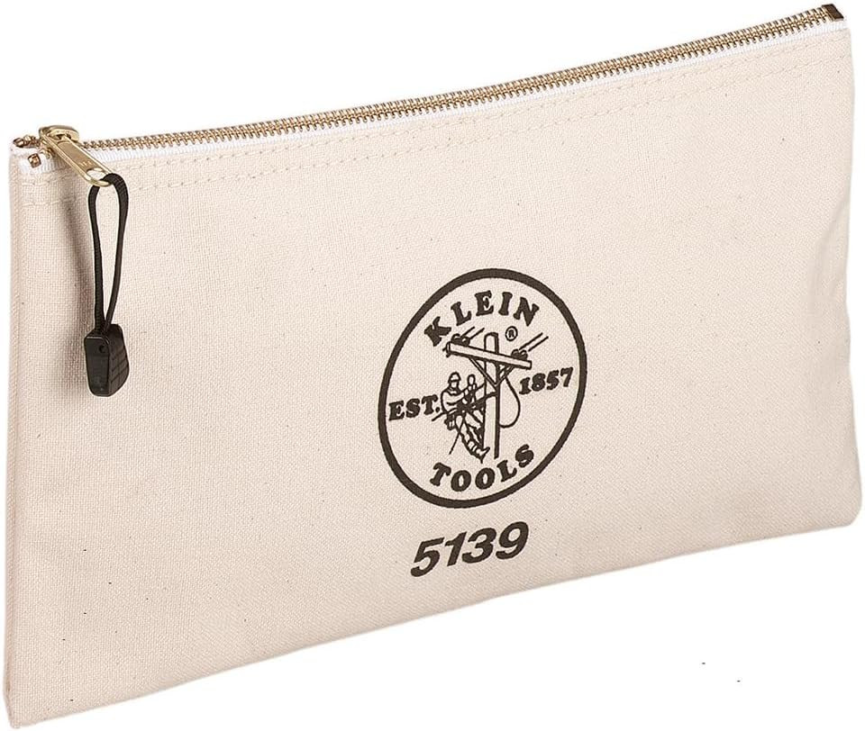 Zipper Bag, Canvas Tool Pouch with Heavy Duty Brass Zipper Close