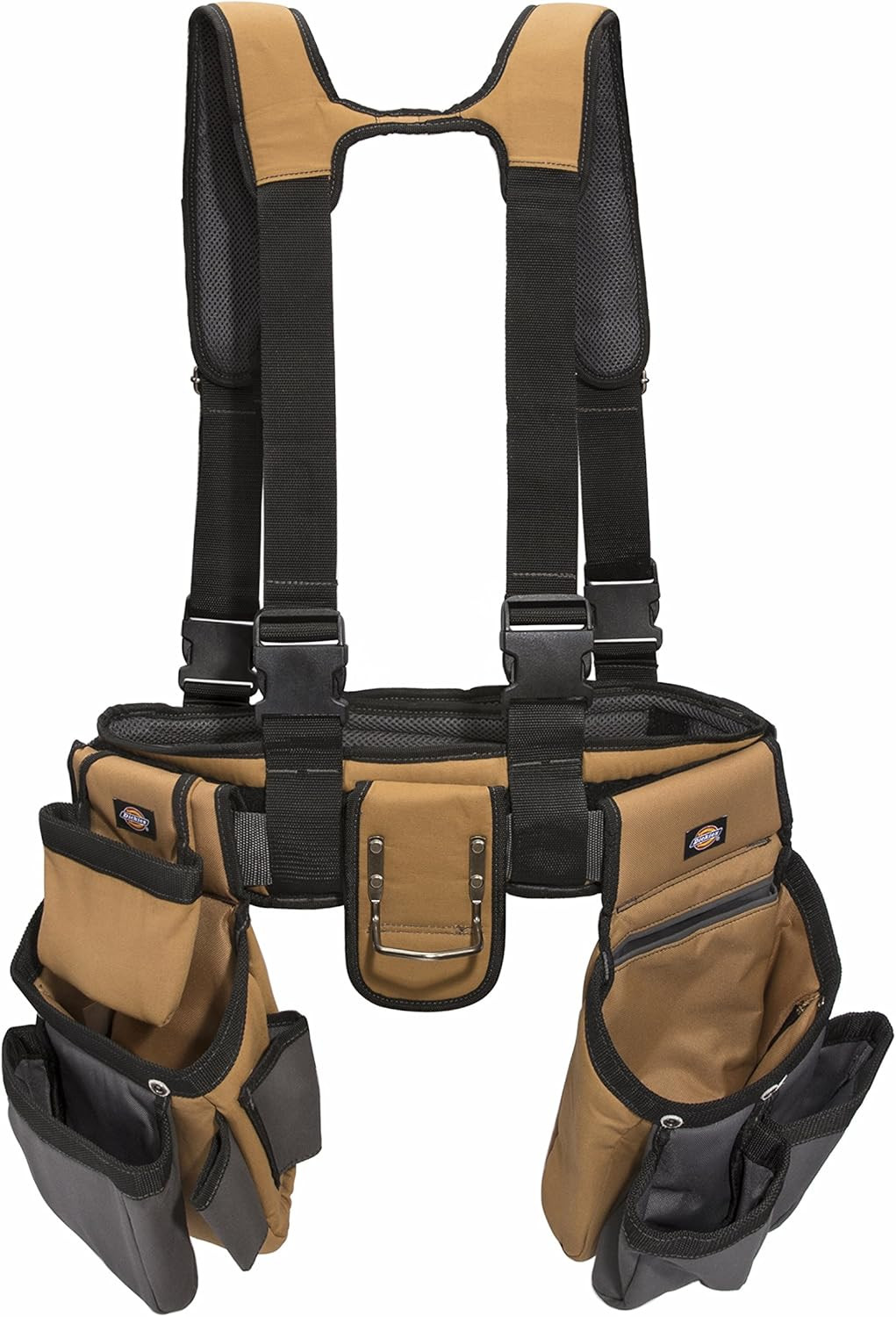 4-Piece Carpenter’S Rig, Padded Tool Belt Suspenders, Cooling Mesh, Leather Tool