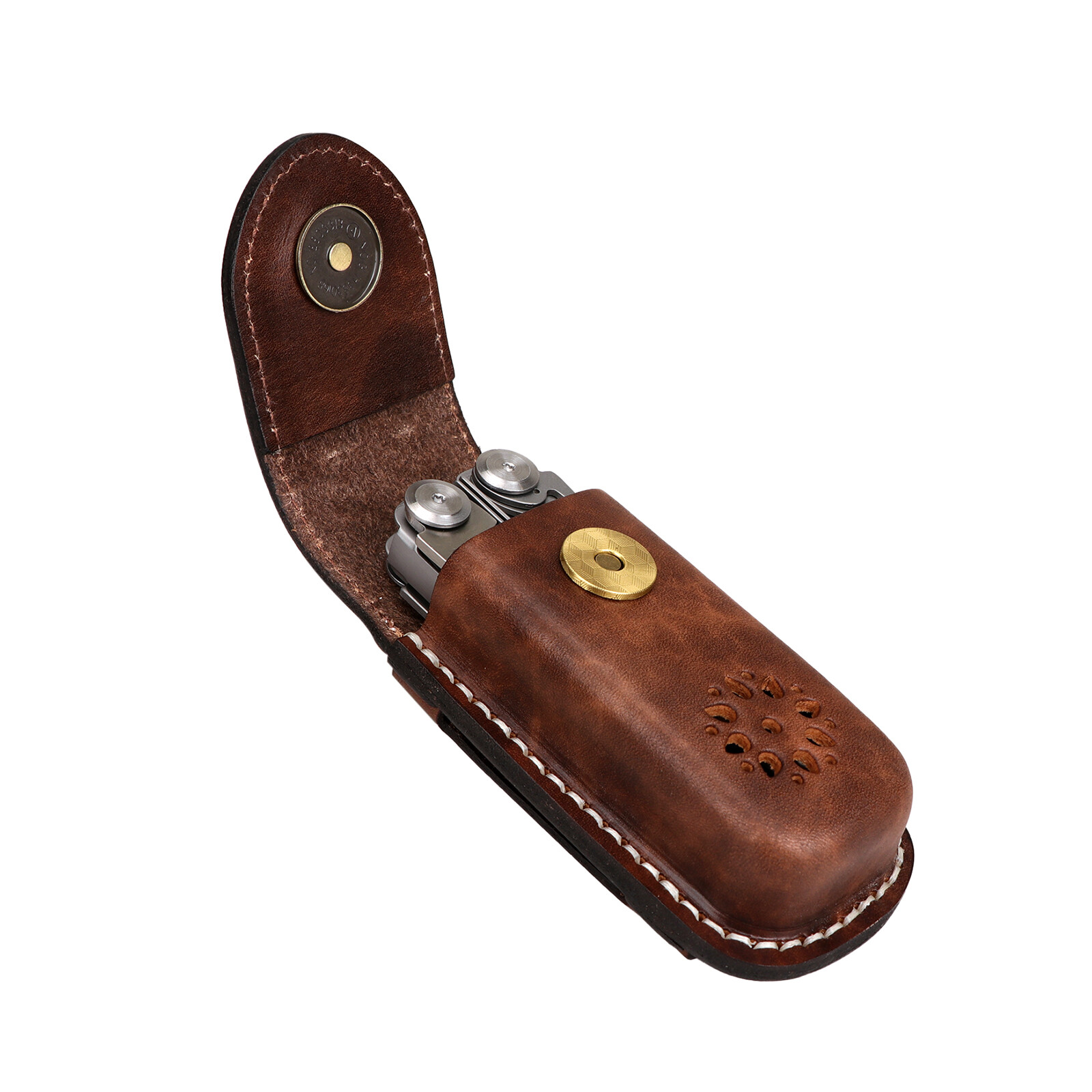 TOURBON Leather Pocket Knife Sheath Folding Knives Case Belt Pouch-Clearance