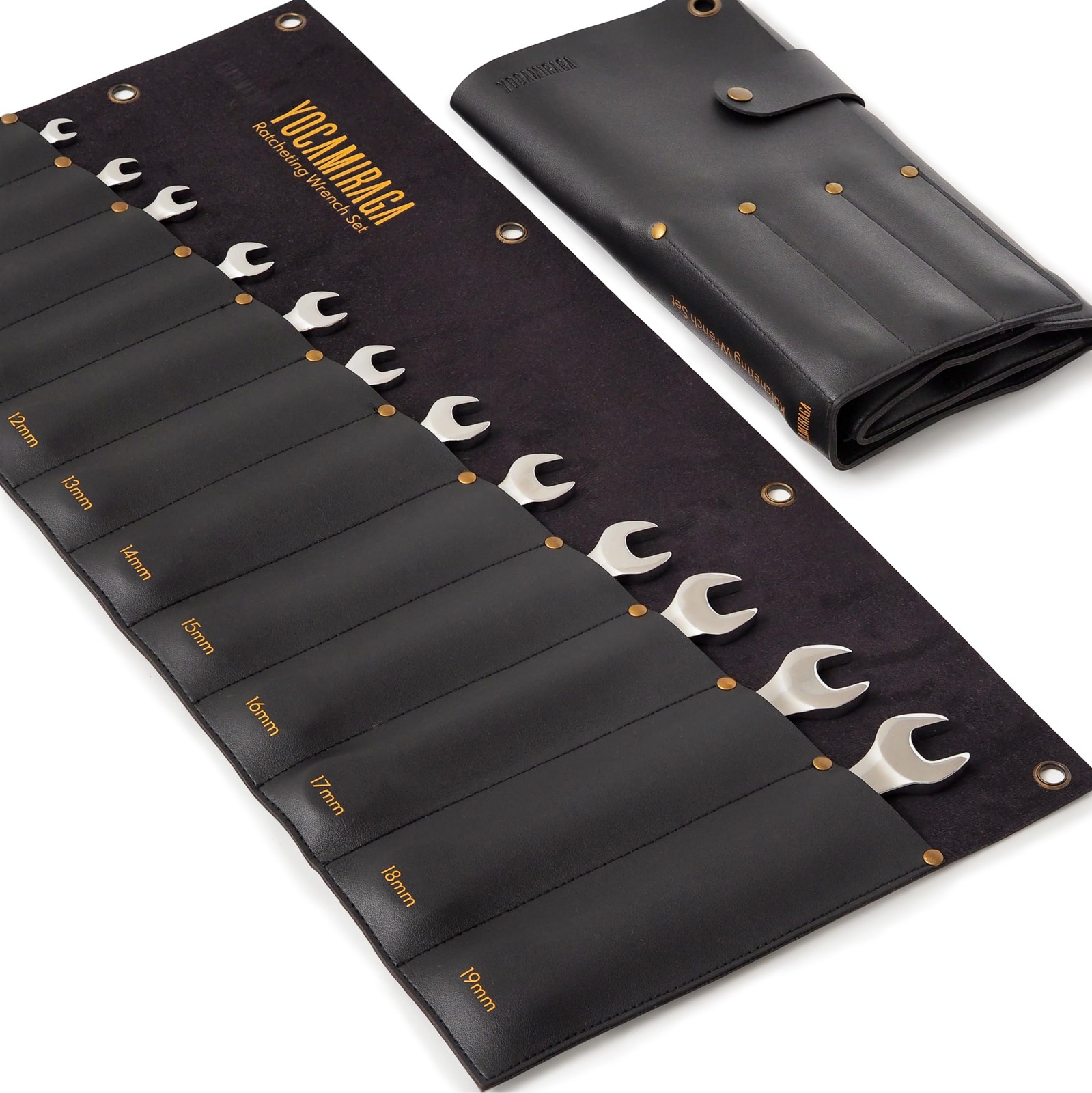 12 Pocket Metric Wrench Roll Up Organizer Heavy Duty Tool Storage Pouch