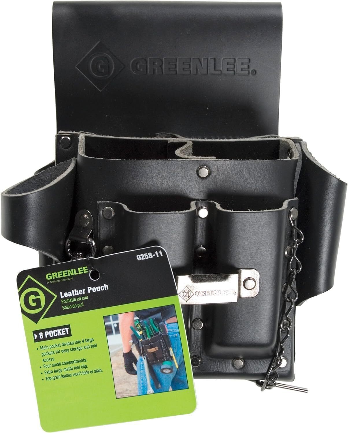 Greenlee 0258-11 Tool Pouch Leather 8 Pocket