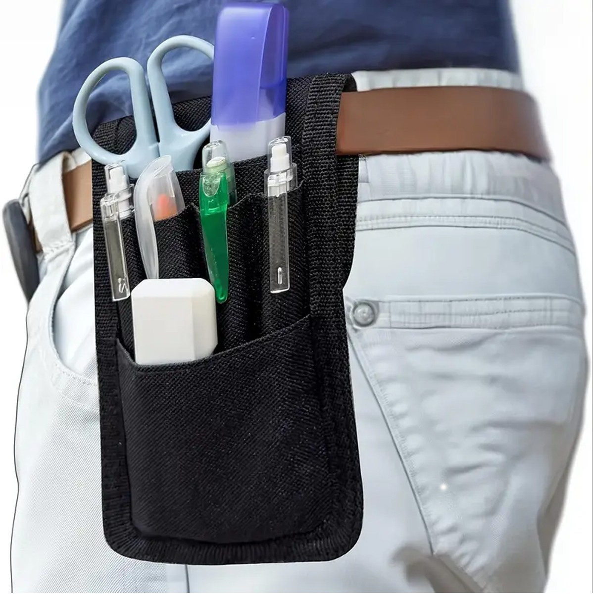 2x Belt Tool Pouch Small Nylon Organizer Multi-Pocket Lightweight Pen Holder Bag