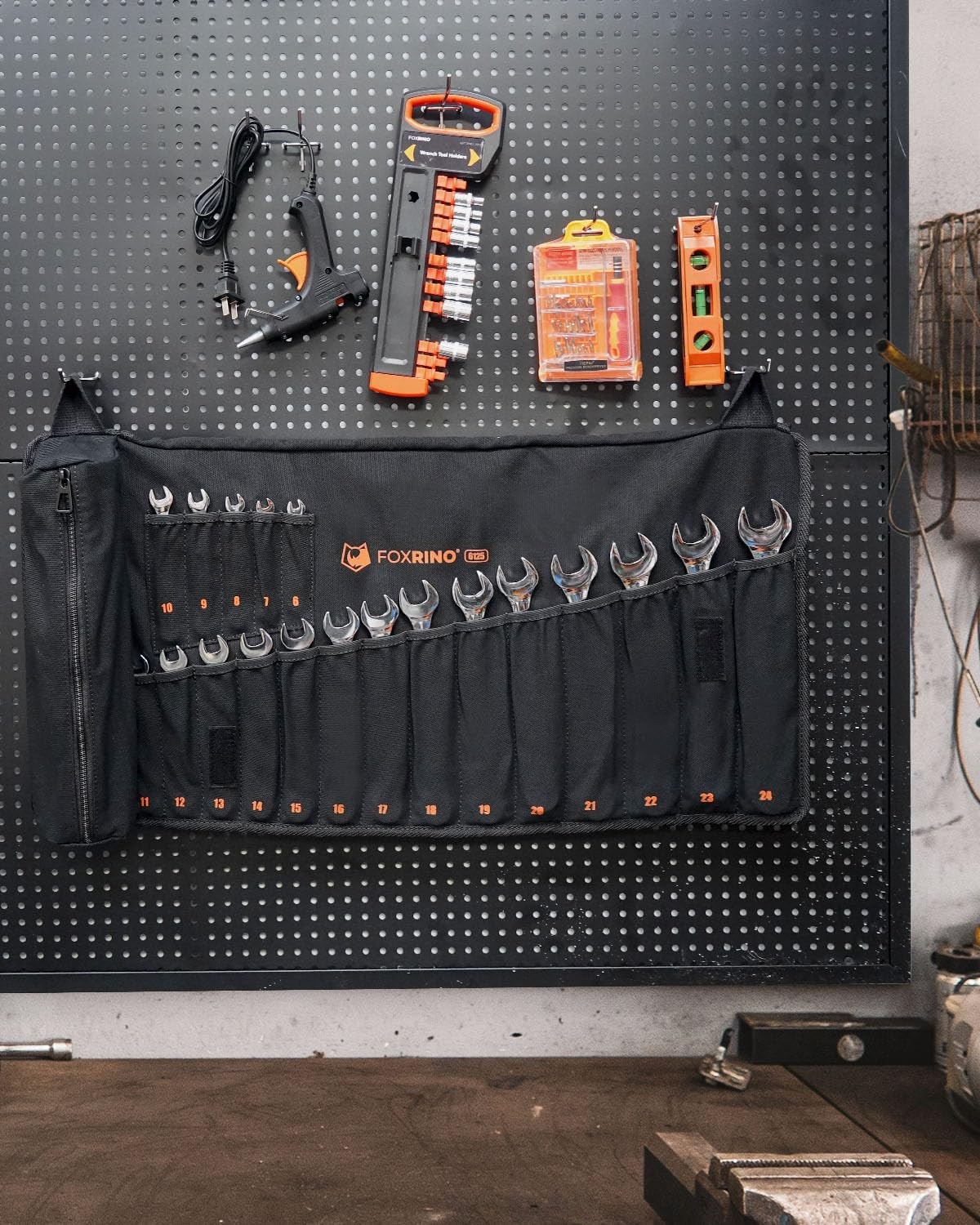 Wrench Roll, Wrench Roll Up Pouch, 19-Pocket Heavy Duty Canvas Wrench Organiz…
