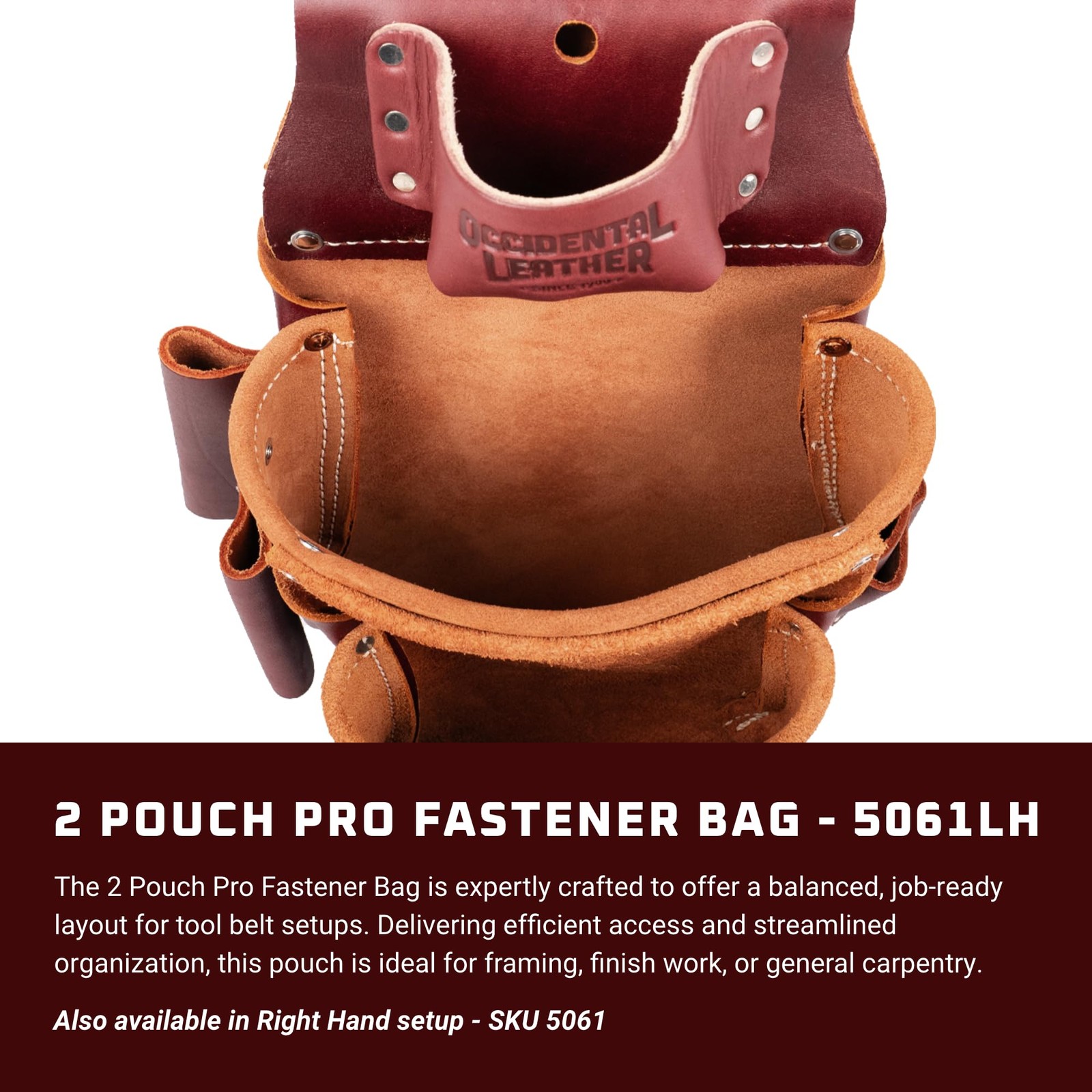 2 Pouch Pro Fastener Bag – Left Hand – 9 Pockets & Tool Holders – Made in USA