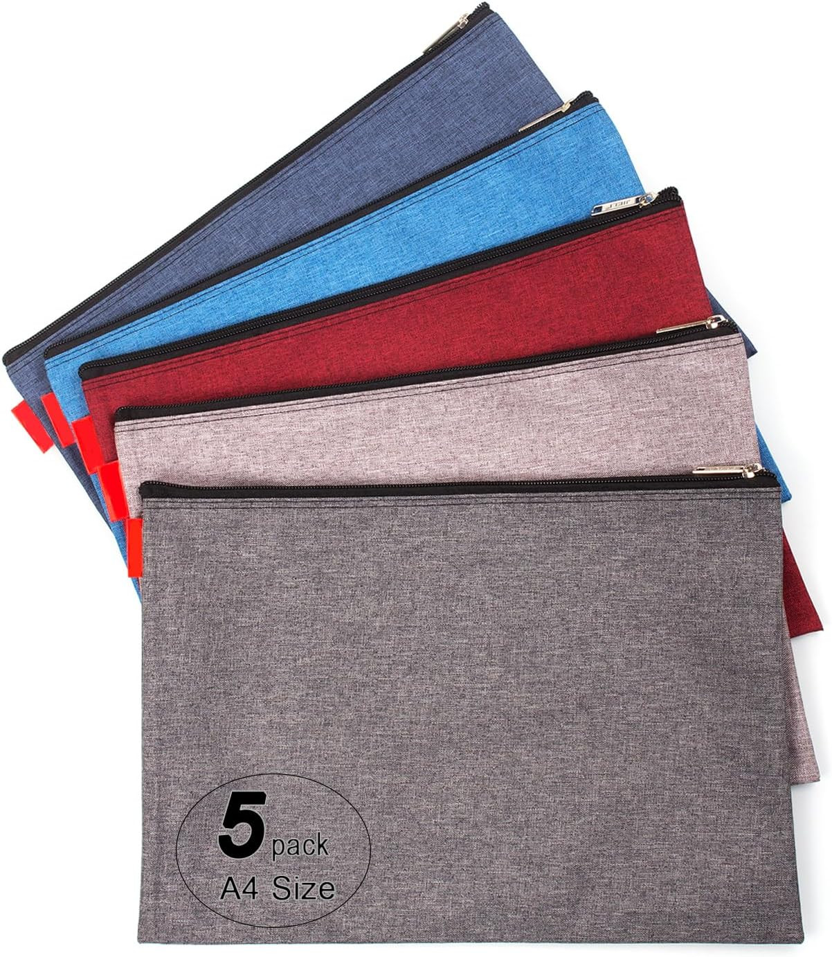 5 Pack Canvas Zipper Tool Bag Set 13.3″ X 9.4″ 14oz Heavy Duty Waterproof Multip