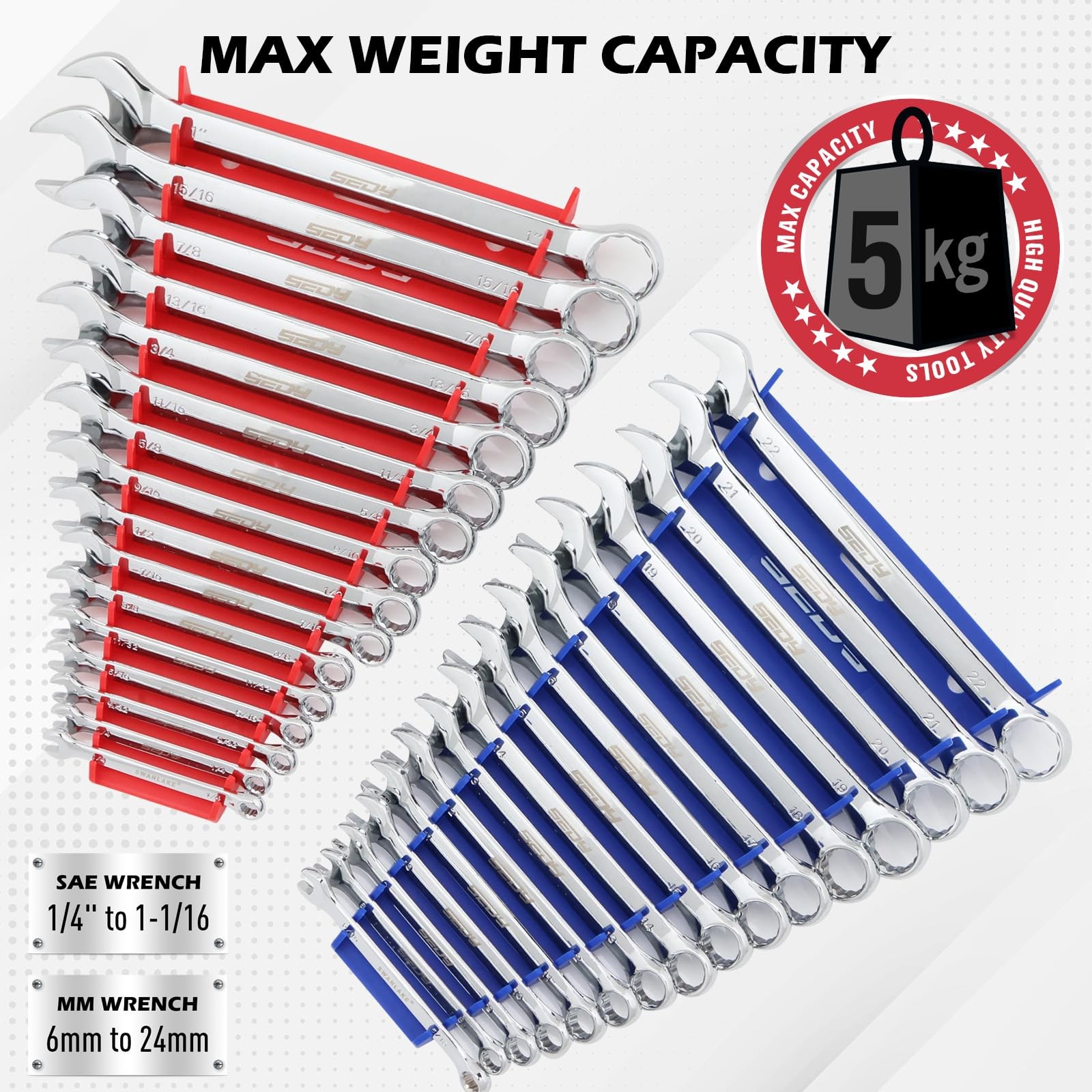 2-Pack Magnetic Wrench Organizer, 32-Slot Premium Rack Holder Tool…