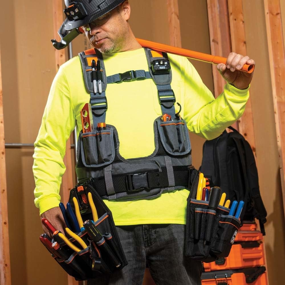Klein Tools 55829MB Tool Vest with Tool Pouches, Fully Adjustable, Padded…