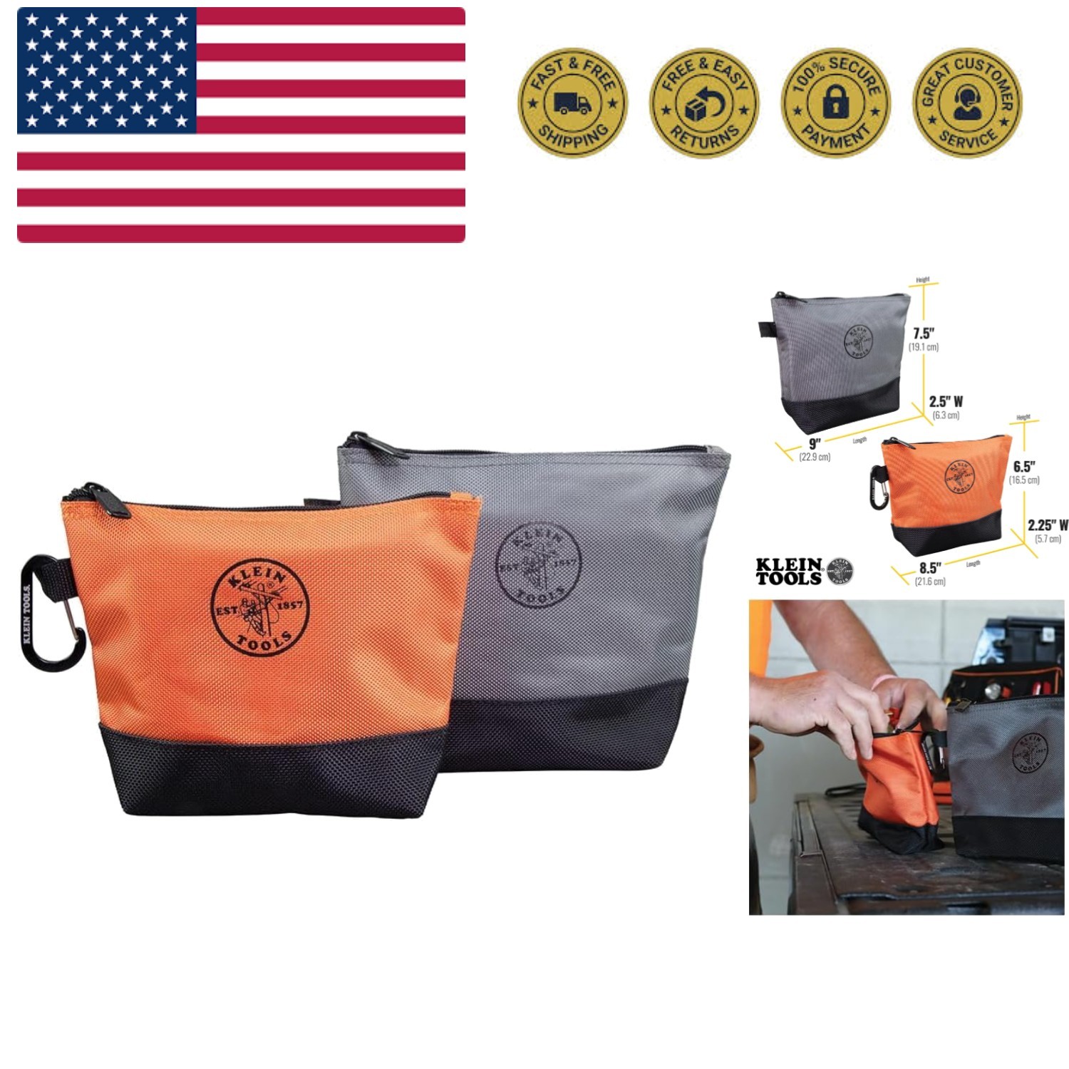 55470 Utility Bag, Stand-Up Zipper Tool Bags, Tough 1680d Ballistic Weave, Re…