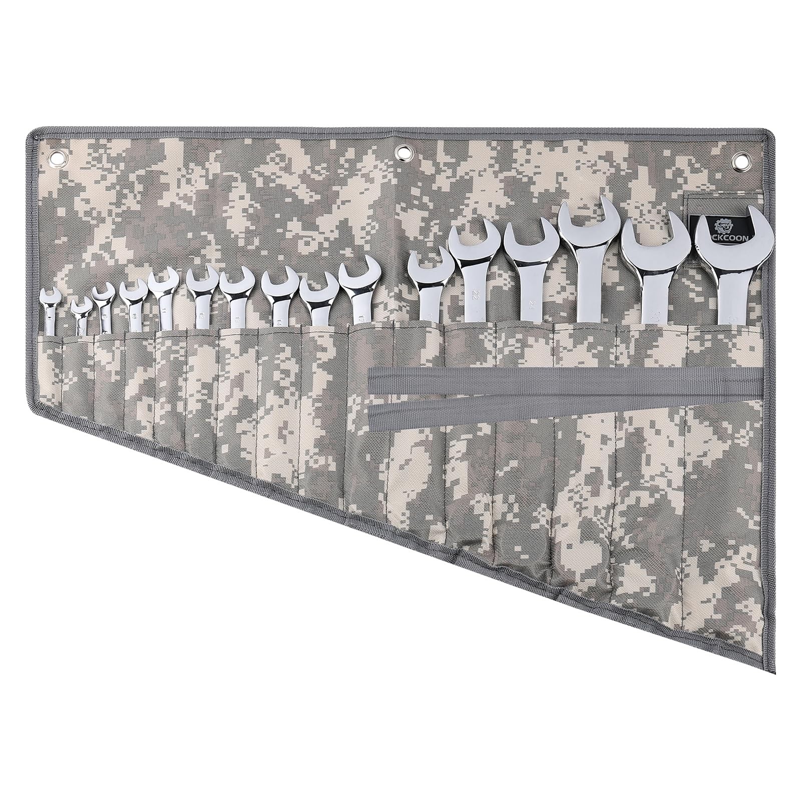 16 Pocket Wrench Roll Organizer Waterproof Oxford Cloth Camouflage Tool Bag