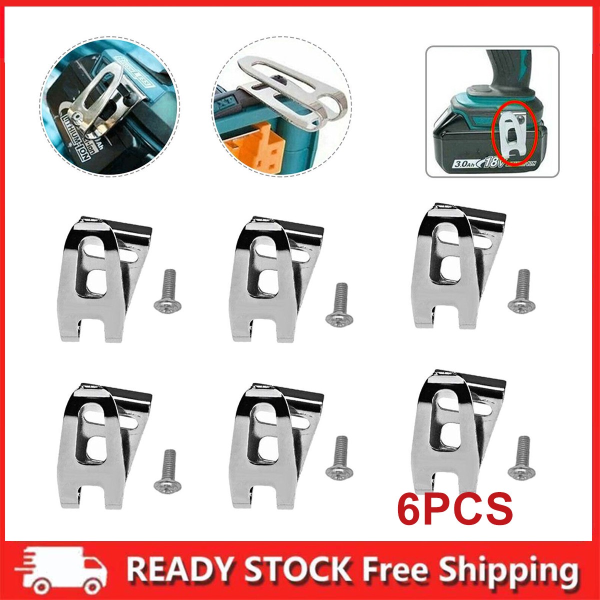 6 Pieces Belt Clip Durable Belt Hook Clip for Power Tools Hammer Drill