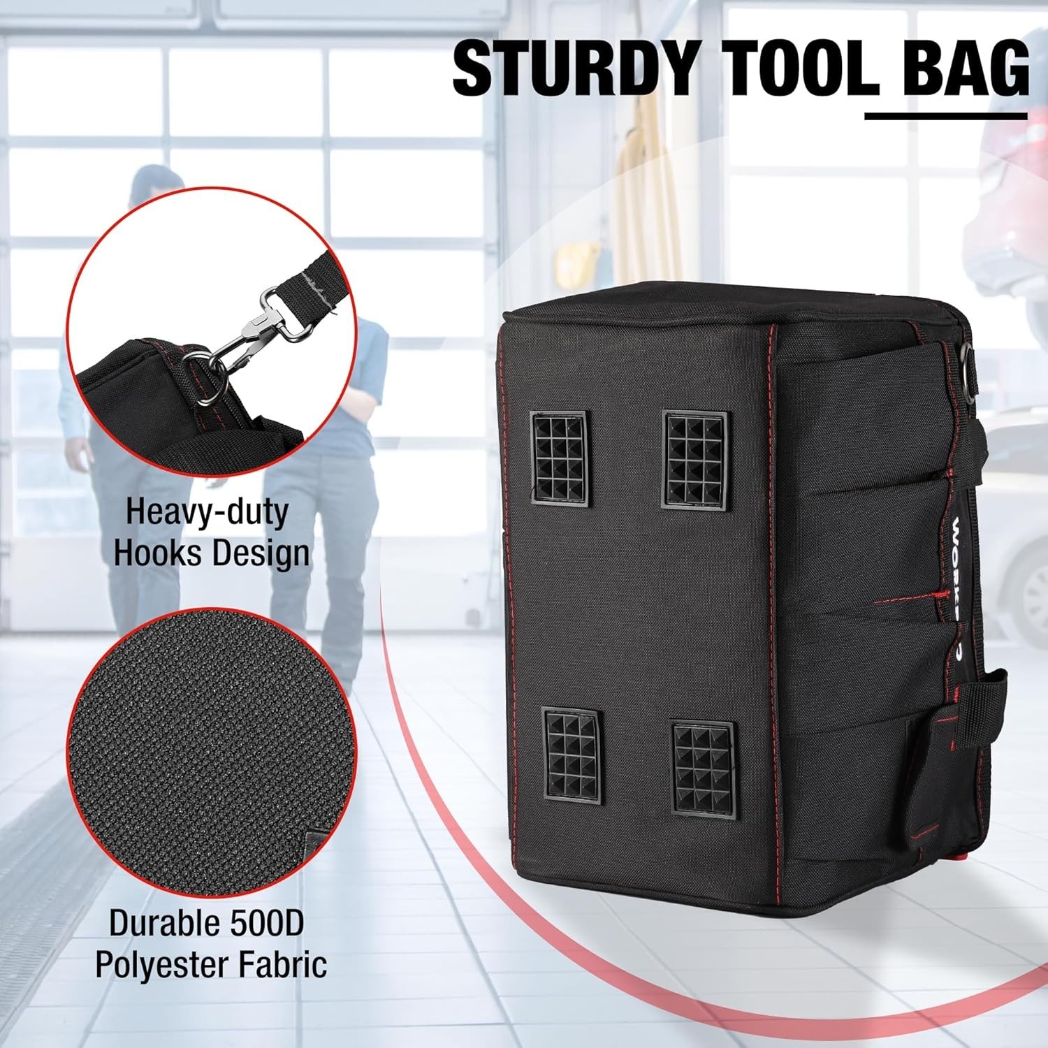 Heavy-Duty 12-Inch Tool Storage Bag with Padded Handle & Water Resistance